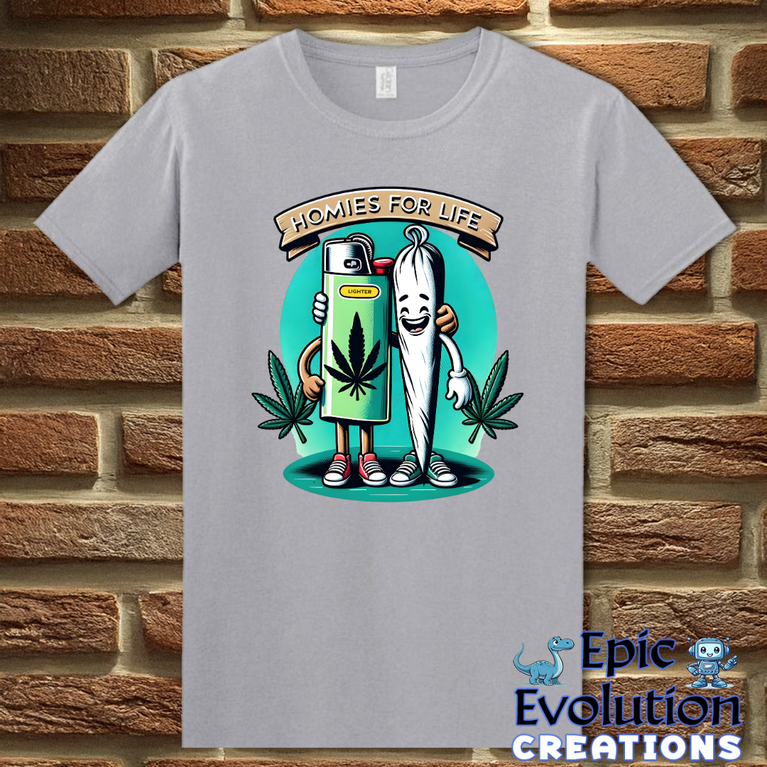 T-Shirt S / Graphite Heather Funny Weed Lighter and Joint Cannabis T-Shirt Epic Evolution Creations