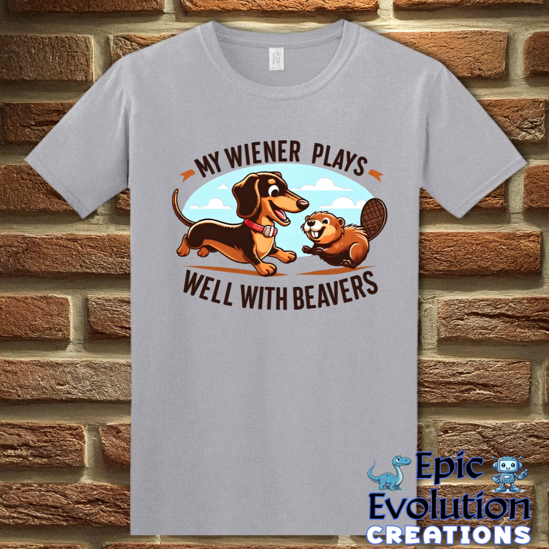 T-Shirt S / Graphite Heather Funny Wiener Dog and Beaver Shirt Epic Evolution Creations