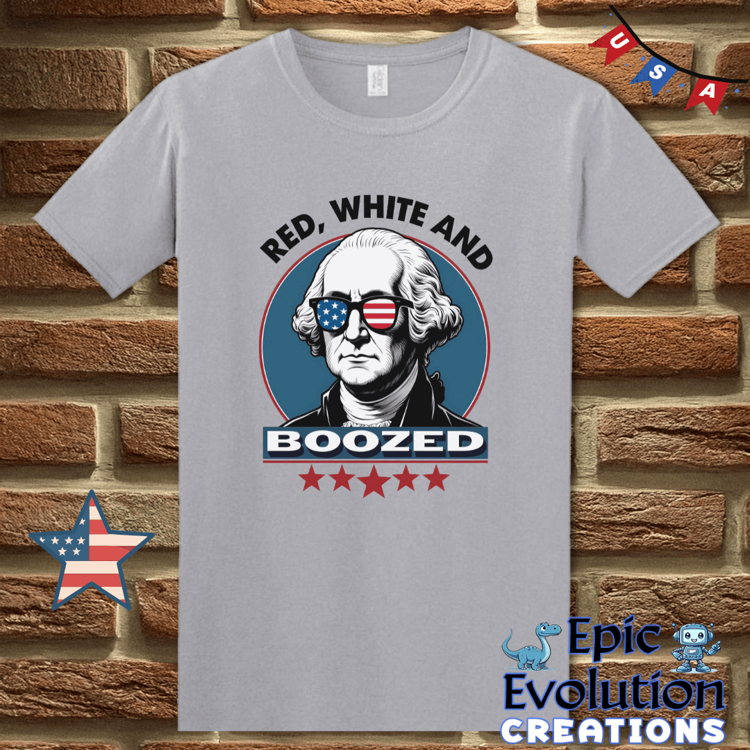 T-Shirt S / Graphite Heather Red White and Boozed Funny 4th of July Shirt for Men and Women Epic Evolution Creations