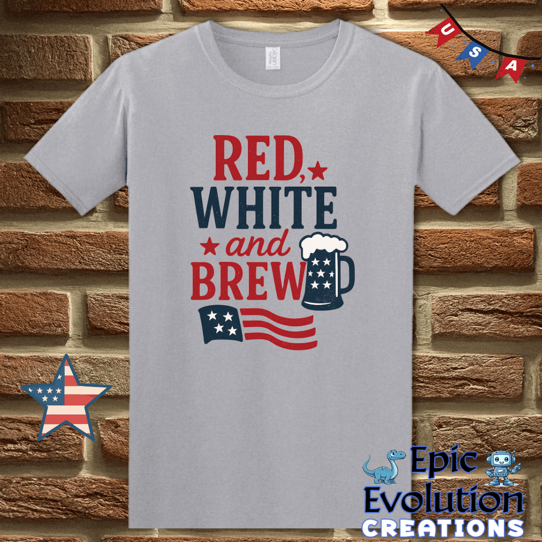 T-Shirt S / Graphite Heather Red White and Brew Funny 4th of July Shirt for Men and Women Epic Evolution Creations