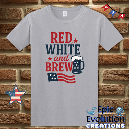 T-Shirt S / Graphite Heather Red White and Brew Funny 4th of July Shirt for Men and Women Epic Evolution Creations
