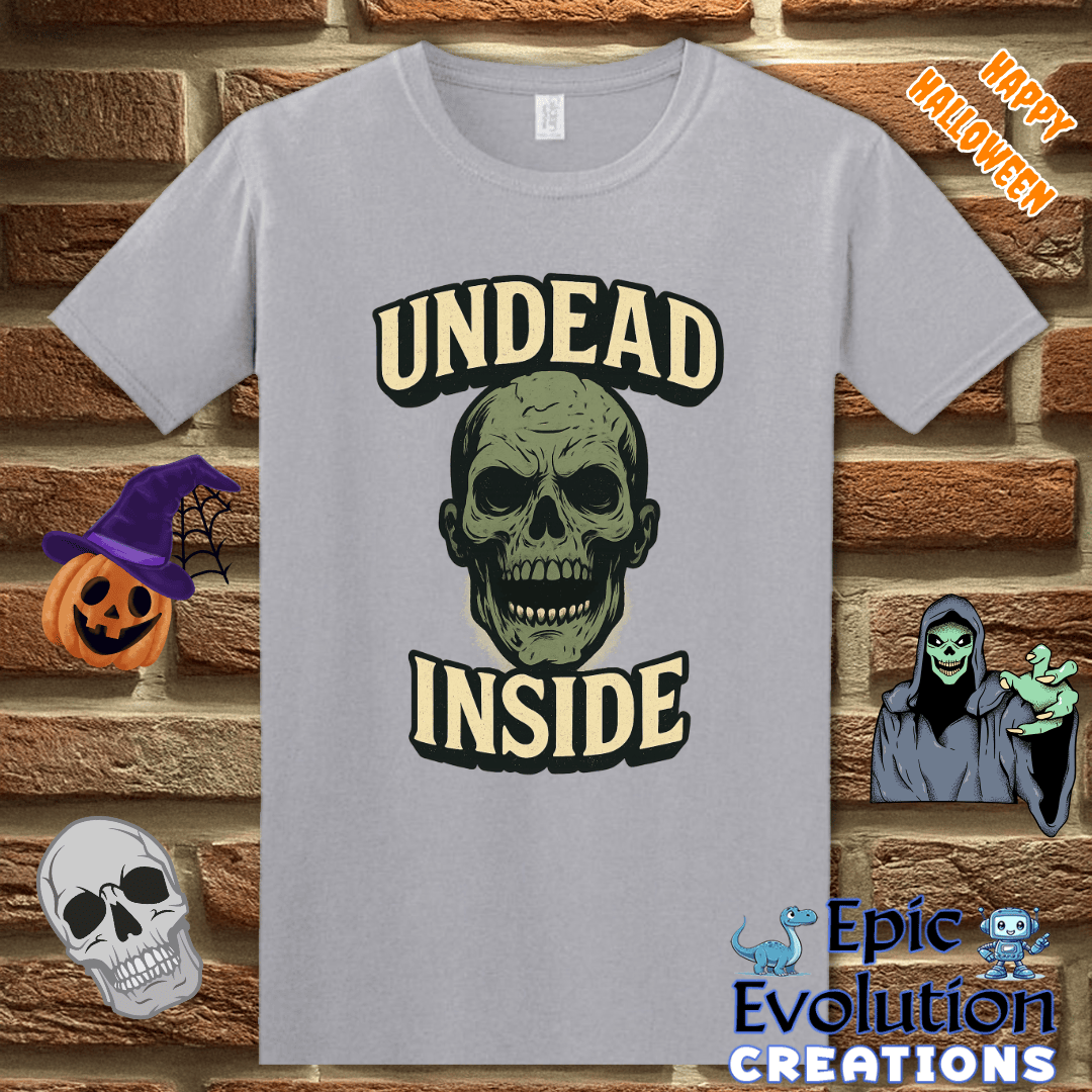 T-Shirt S / Graphite Heather Undead Inside Funny Halloween T-Shirt for Women and Men Epic Evolution Creations