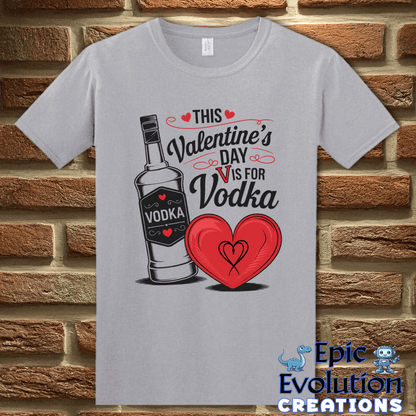 T-Shirt S / Graphite Heather V Is For Vodka Funny Valentine Shirt Epic Evolution Creations