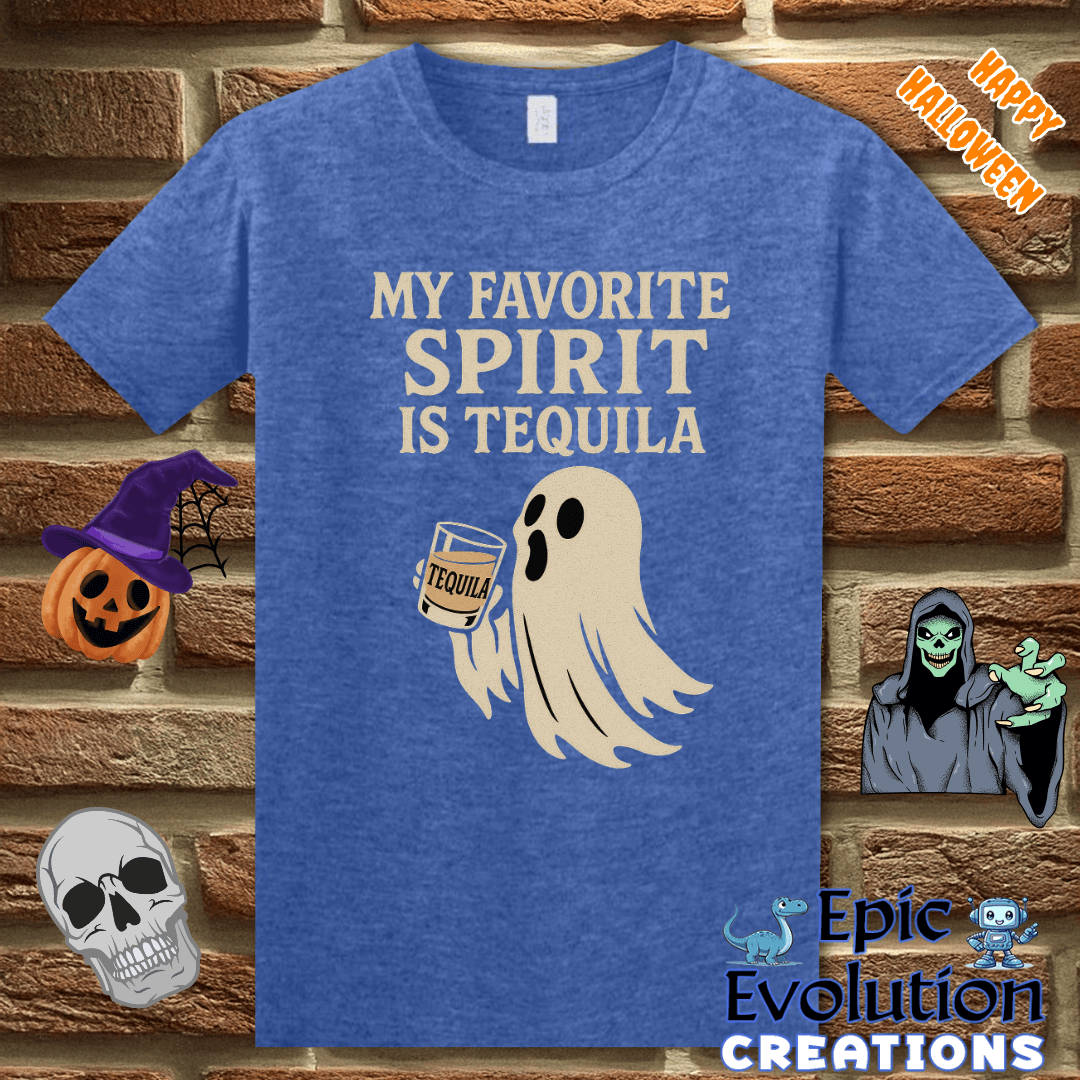 T-Shirt S / Heather Royal 🍹 Funny Halloween Ghost T-Shirt Epic Evolution Creations