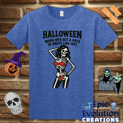 T-Shirt S / Heather Royal Funny Halloween Skeleton Shirt for Women Epic Evolution Creations