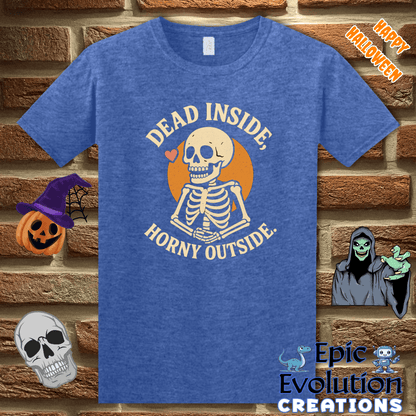 T-Shirt S / Heather Royal 👻 Funny Horny Halloween Shirt for  Women Epic Evolution Creations