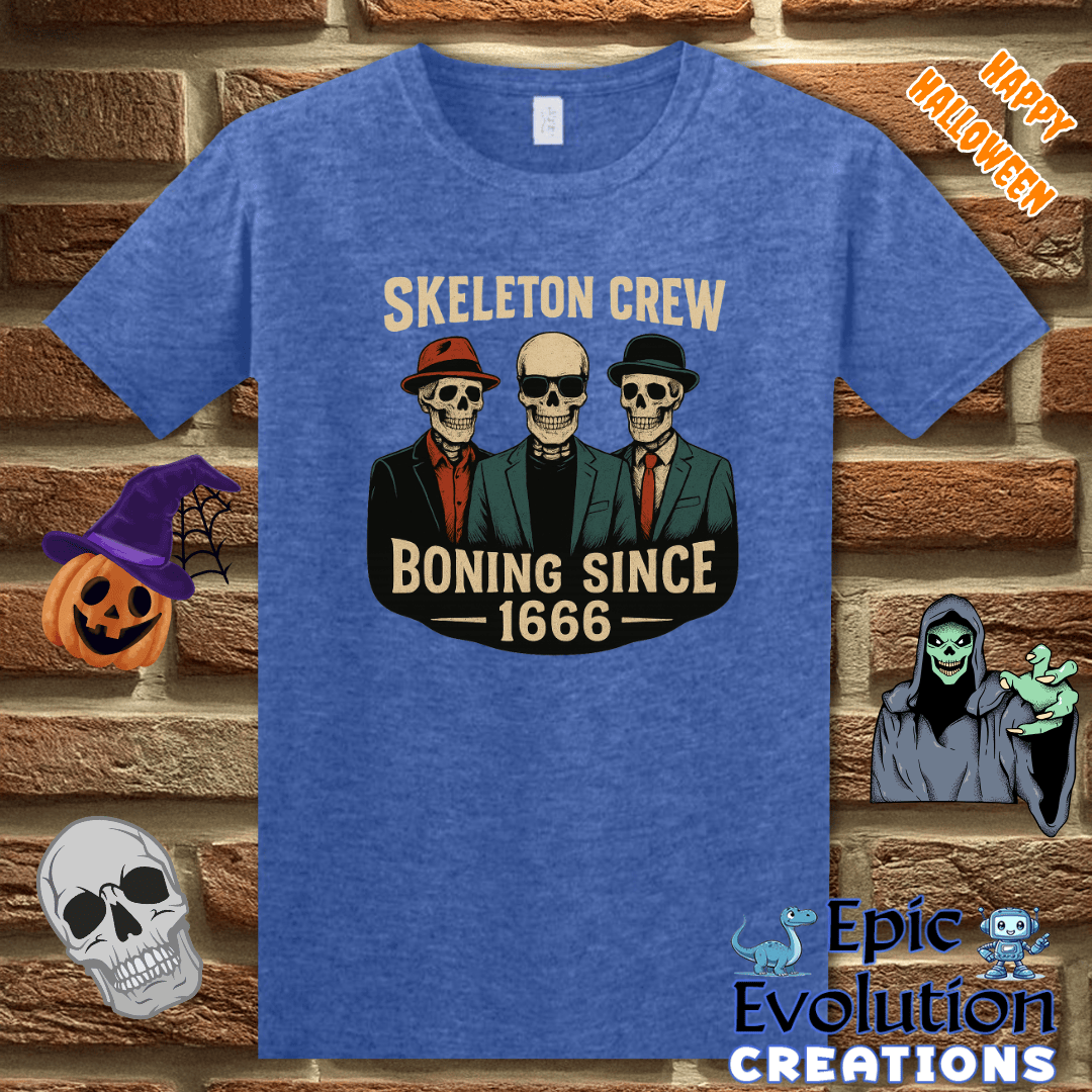 T-Shirt S / Heather Royal 💀Funny Skeleton T-Shirt for Halloween Epic Evolution Creations