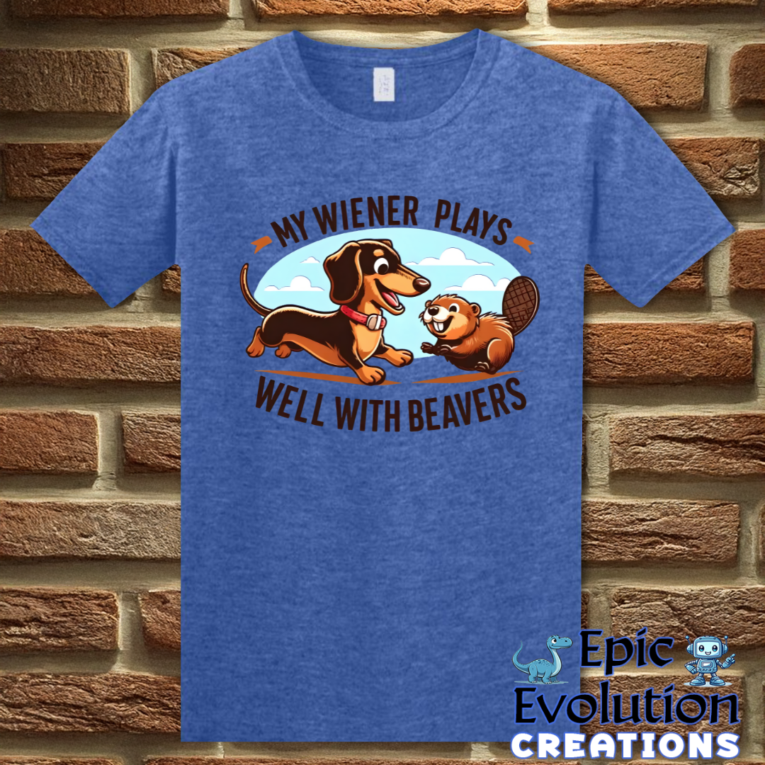 T-Shirt S / Heather Royal Funny Wiener Dog and Beaver Shirt Epic Evolution Creations