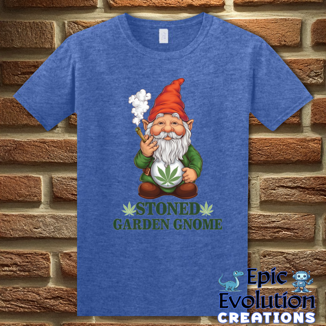 T-Shirt S / Heather Royal Stoned Garden Gnome Funny Weed T Shirt Epic Evolution Creations