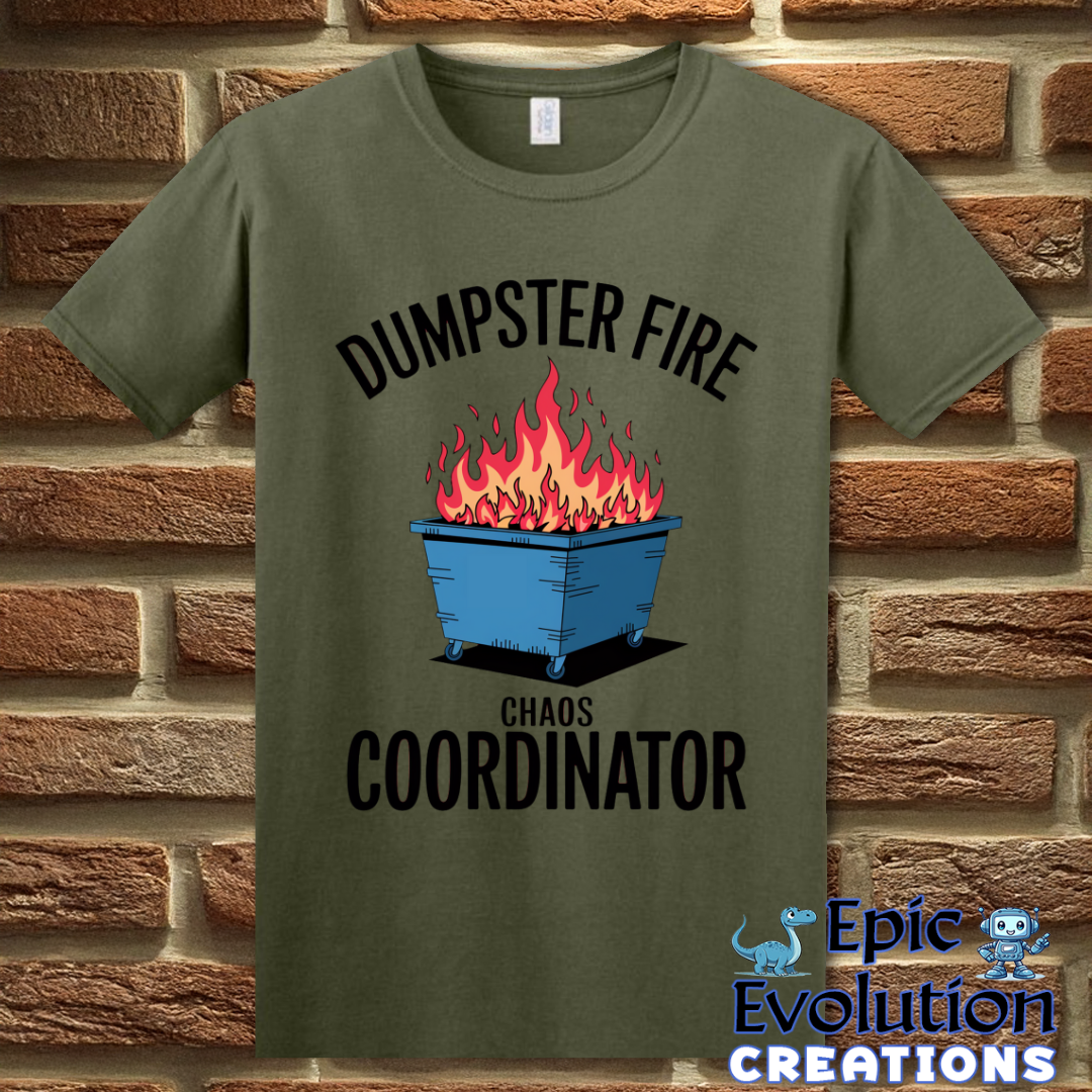 T-Shirt S / Military Green Dumpster Fire Chaos Coordinator T Shirt Epic Evolution Creations
