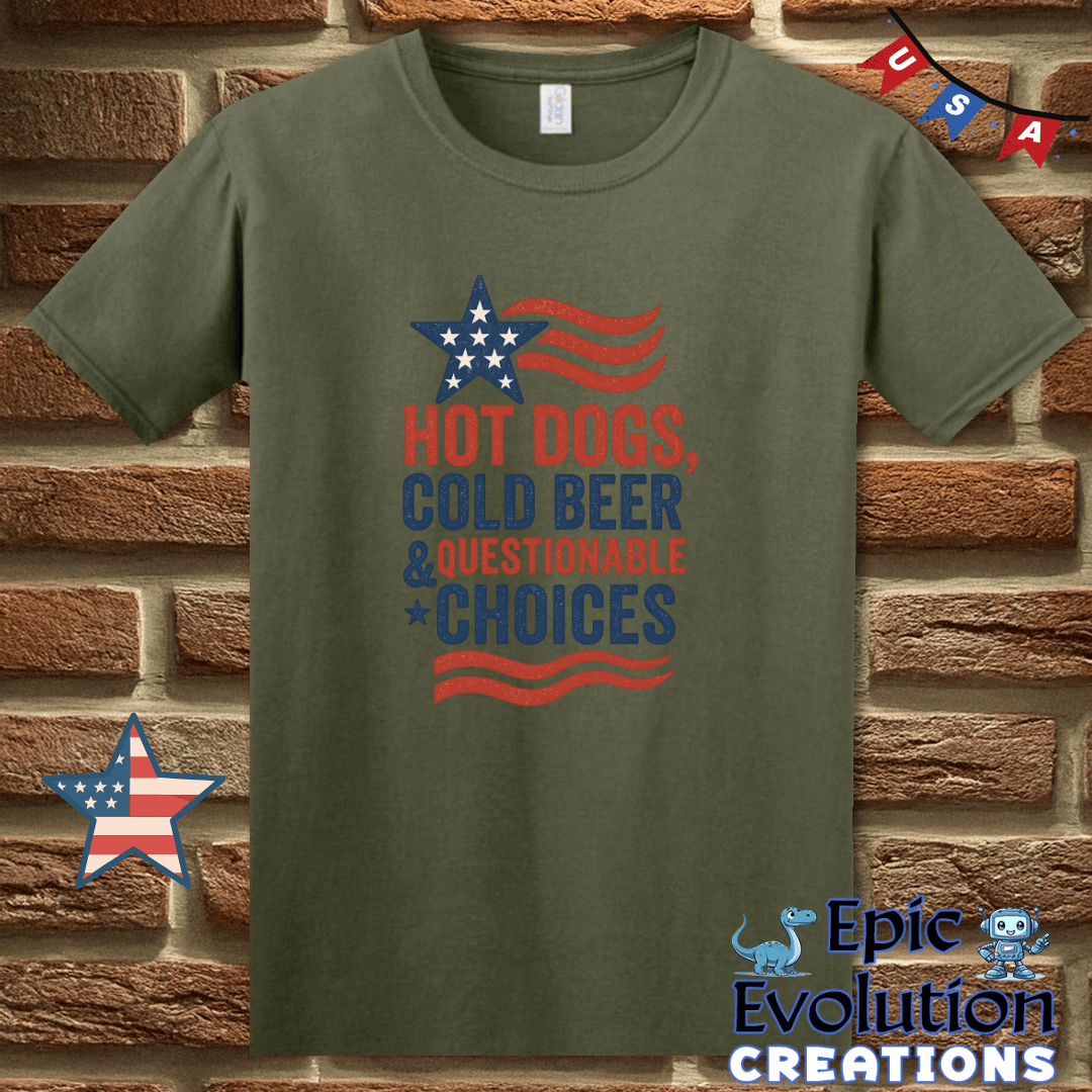 T-Shirt S / Military Green Funny 4th of July Shirt for Men and Women Epic Evolution Creations