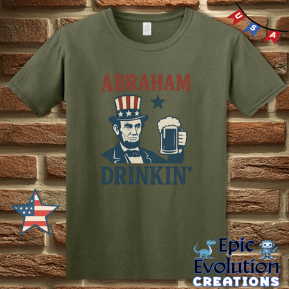 T-Shirt S / Military Green Funny 4th of July Shirt for Men or Women with Abraham Epic Evolution Creations