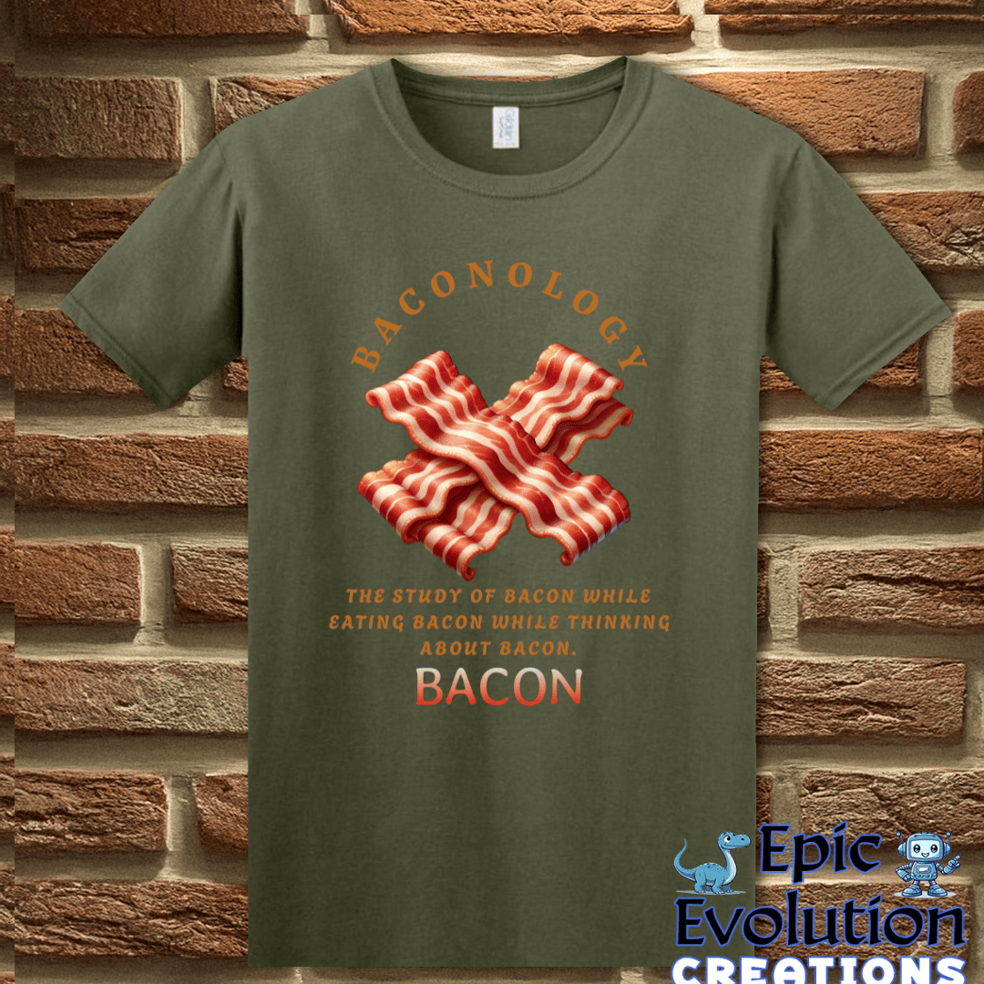 T-Shirt S / Military Green Funny Bacon T-Shirt Epic Evolution Creations