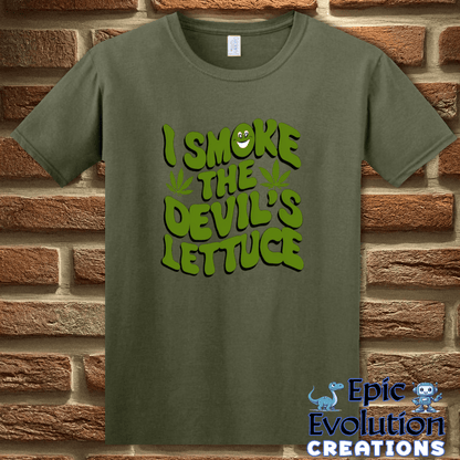 T-Shirt S / Military Green Funny cannabis Devil's Lettuce shirt Epic Evolution Creations