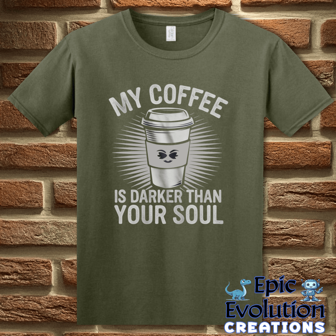 T-Shirt S / Military Green Funny Coffee T-Shirt for Coffee Lovers Epic Evolution Creations