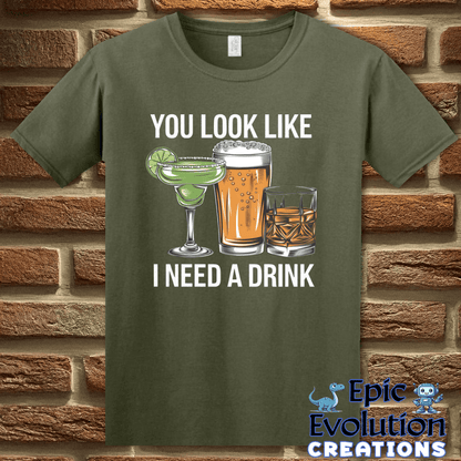 T-Shirt S / Military Green Funny Drinking T Shirt Epic Evolution Creations