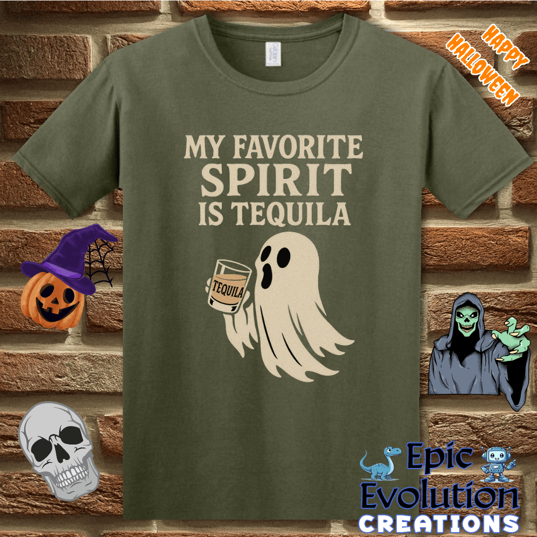 T-Shirt S / Military Green 🍹 Funny Halloween Ghost T-Shirt Epic Evolution Creations