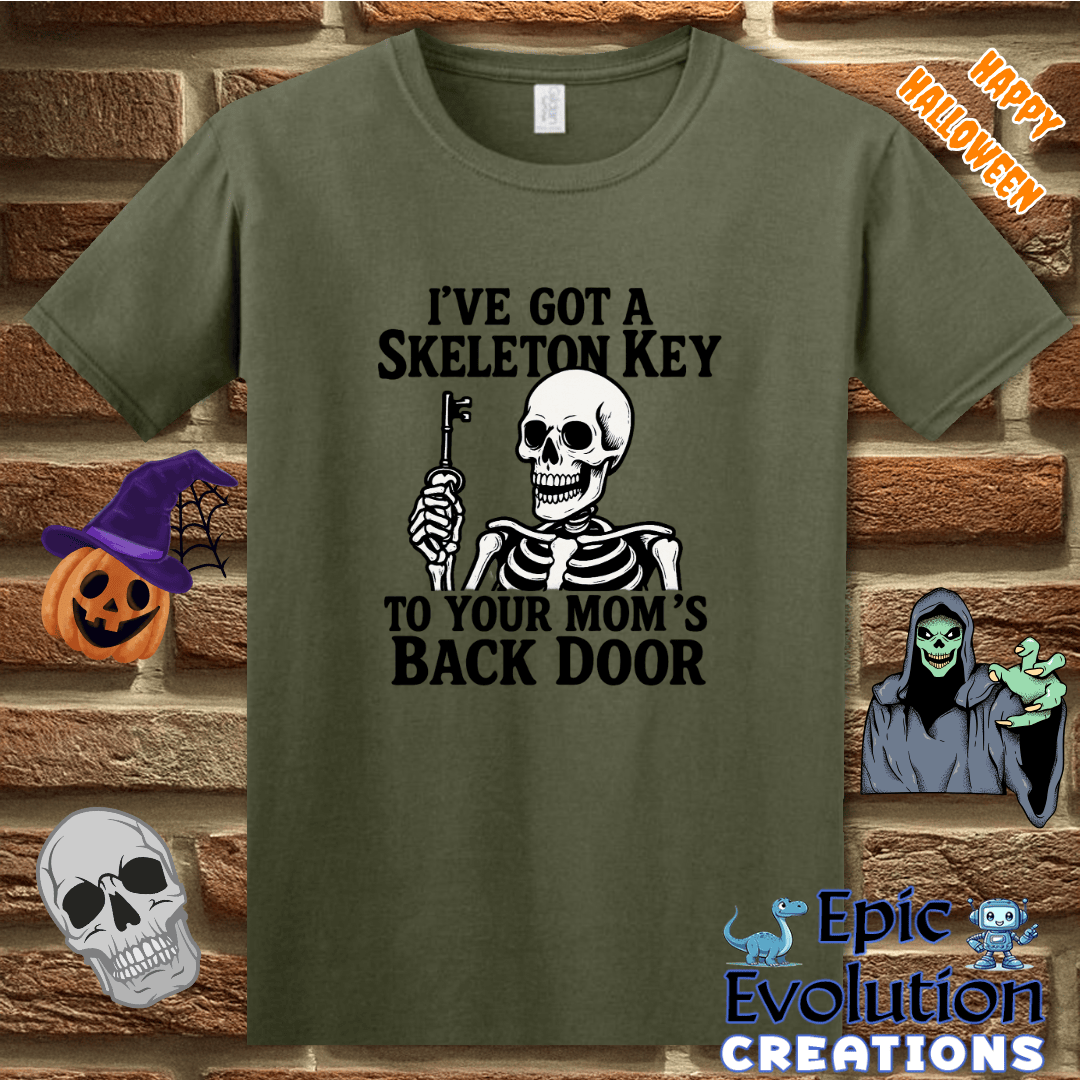 T-Shirt S / Military Green Funny Halloween Skeleton T-Shirt for Men Epic Evolution Creations