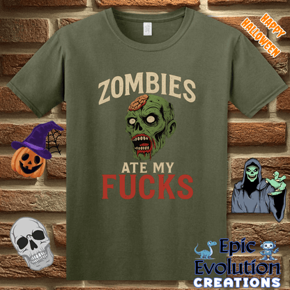 T-Shirt S / Military Green Funny Halloween Zombie T-Shirt Epic Evolution Creations