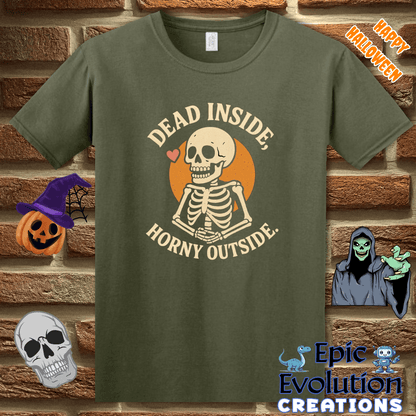 T-Shirt S / Military Green 👻 Funny Horny Halloween Shirt for  Women Epic Evolution Creations