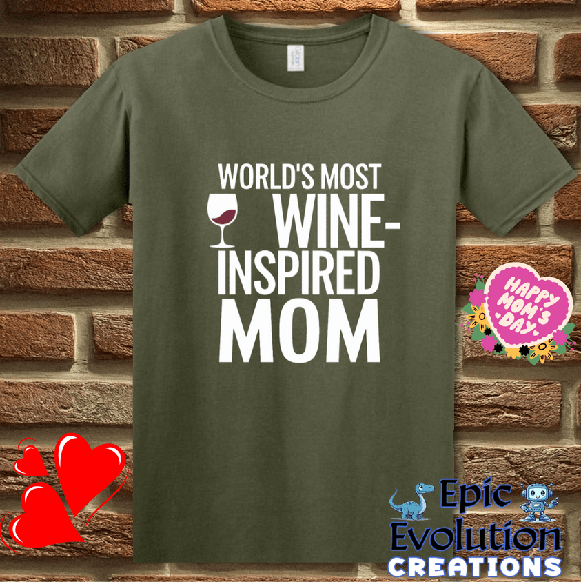 T-Shirt S / Military Green Funny Wine Mom T Shirt Epic Evolution Creations