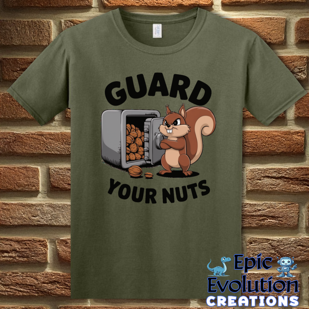 T-Shirt S / Military Green Guard Your Nuts Funny Squirrel T Shirt Epic Evolution Creations