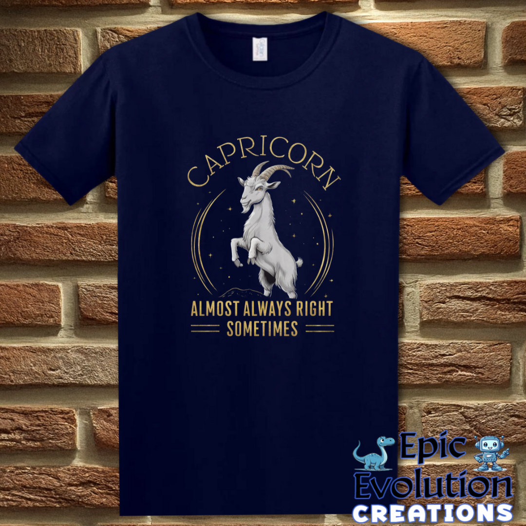 T-Shirt S / Navy Capricorn Zodiac T Shirt Epic Evolution Creations