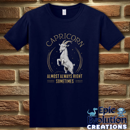 T-Shirt S / Navy Capricorn Zodiac T Shirt Epic Evolution Creations