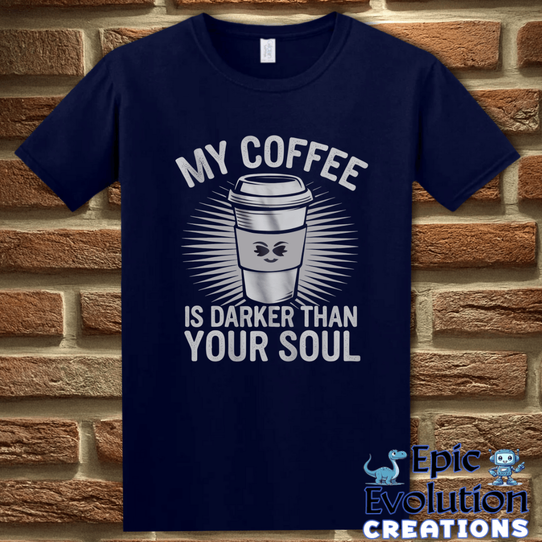 T-Shirt S / Navy Funny Coffee T-Shirt for Coffee Lovers Epic Evolution Creations
