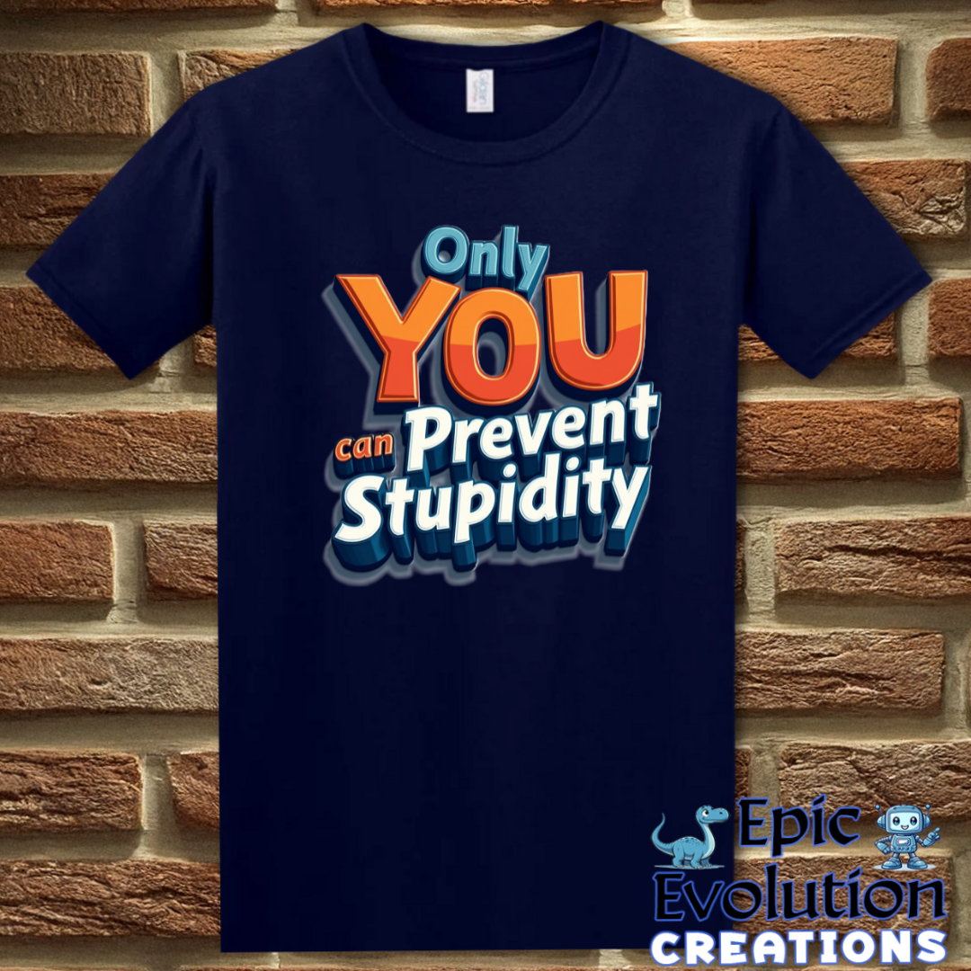 T-Shirt S / Navy Funny Prevent Stupidity T Shirt Epic Evolution Creations