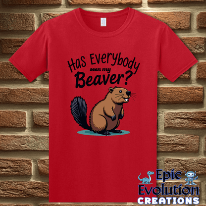 T-Shirt S / Red Funny Beaver Adult Humor Shirt Epic Evolution Creations