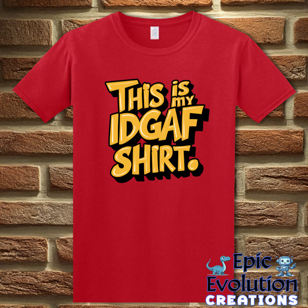 T-Shirt S / Red Funny IDGAF Sarcastic Quote Shirt Epic Evolution Creations