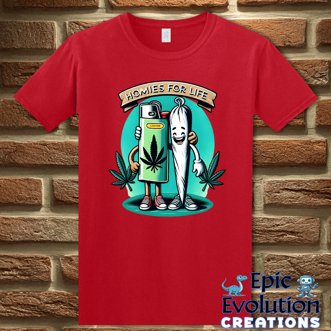 T-Shirt S / Red Funny Weed Lighter and Joint Cannabis T-Shirt Epic Evolution Creations