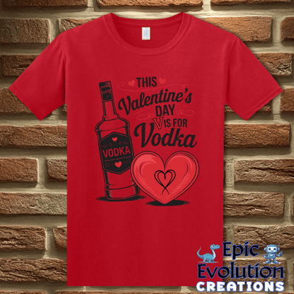 T-Shirt S / Red V Is For Vodka Funny Valentine Shirt Epic Evolution Creations