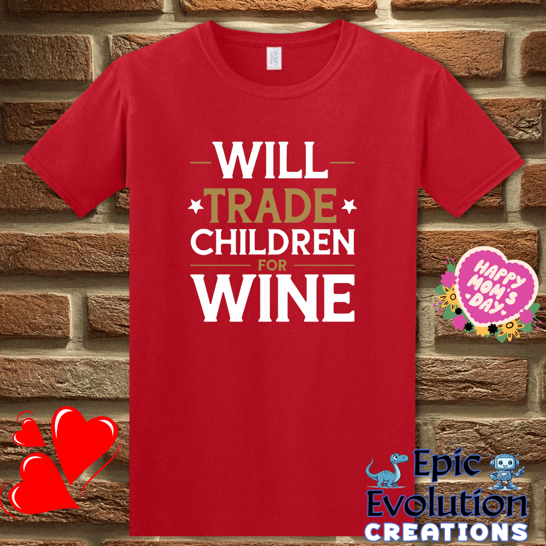 T-Shirt S / Red Will Trade Children for Wine T Shirt Epic Evolution Creations