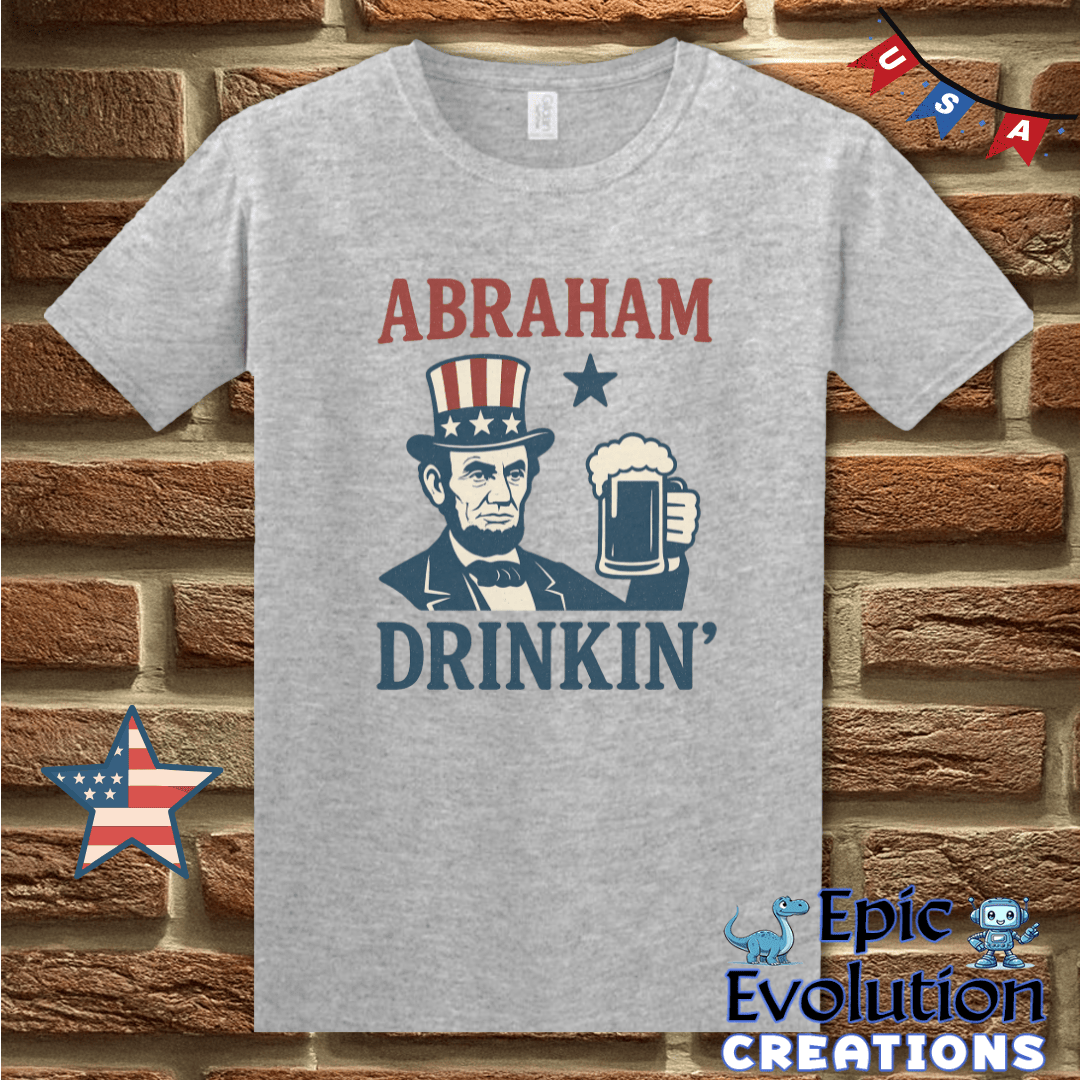 T-Shirt S / Sport Grey Funny 4th of July Shirt for Men or Women with Abraham Epic Evolution Creations