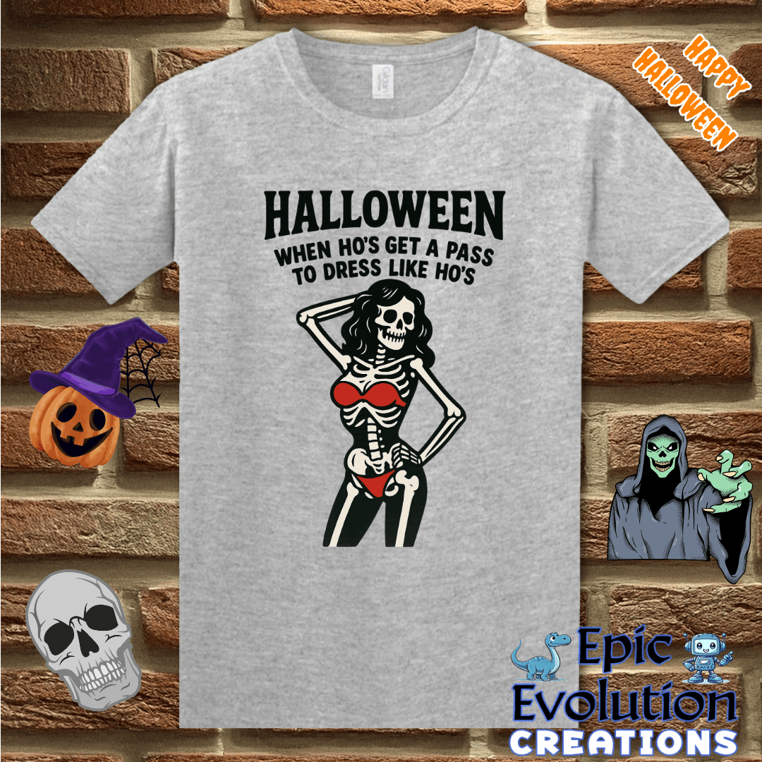 T-Shirt S / Sport Grey Funny Halloween Skeleton Shirt for Women Epic Evolution Creations