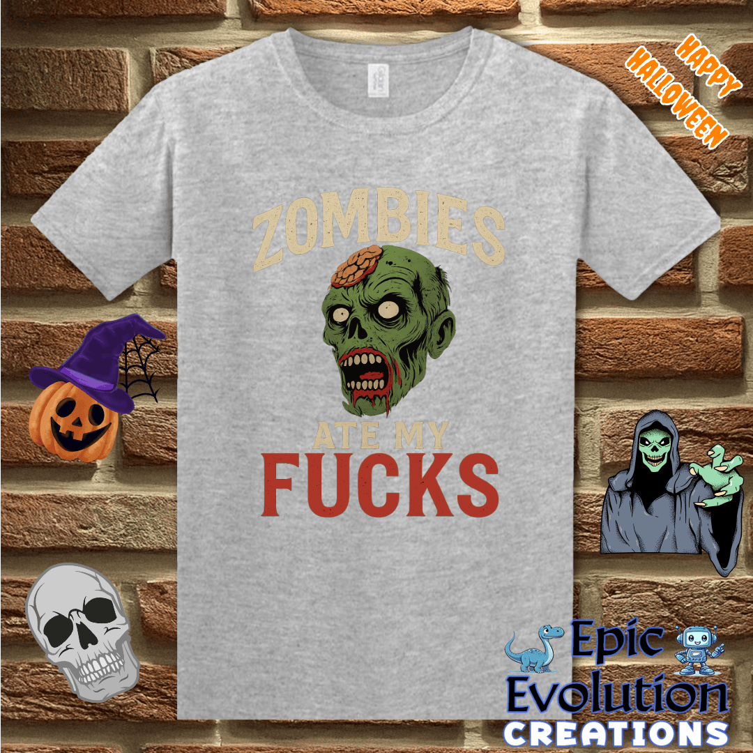 T-Shirt S / Sport Grey Funny Halloween Zombie T-Shirt Epic Evolution Creations