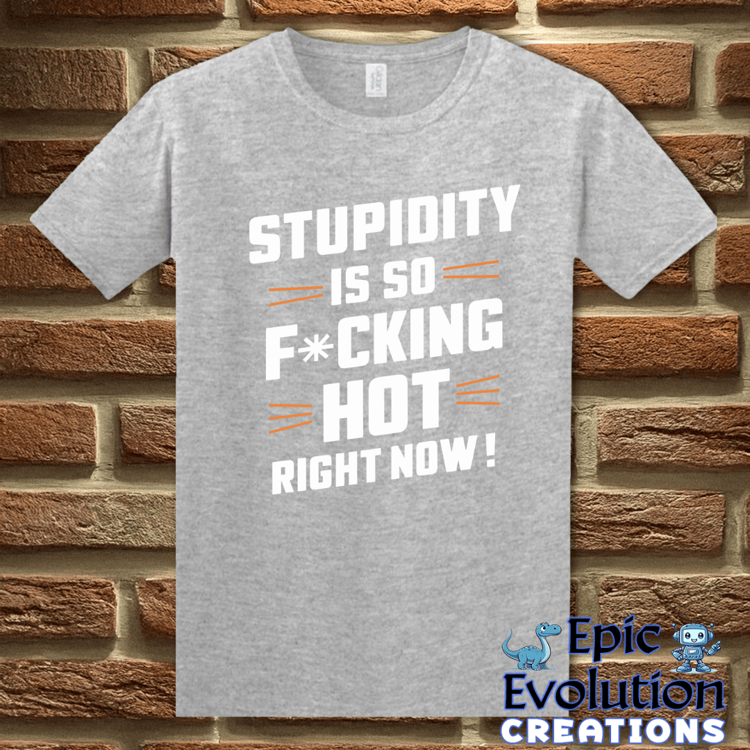 T-Shirt S / Sport Grey Funny Stupidity T Shirt Epic Evolution Creations