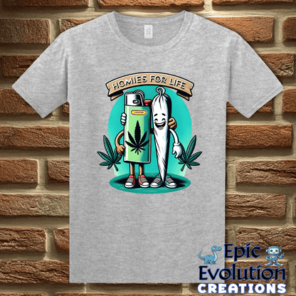 T-Shirt S / Sport Grey Funny Weed Lighter and Joint Cannabis T-Shirt Epic Evolution Creations