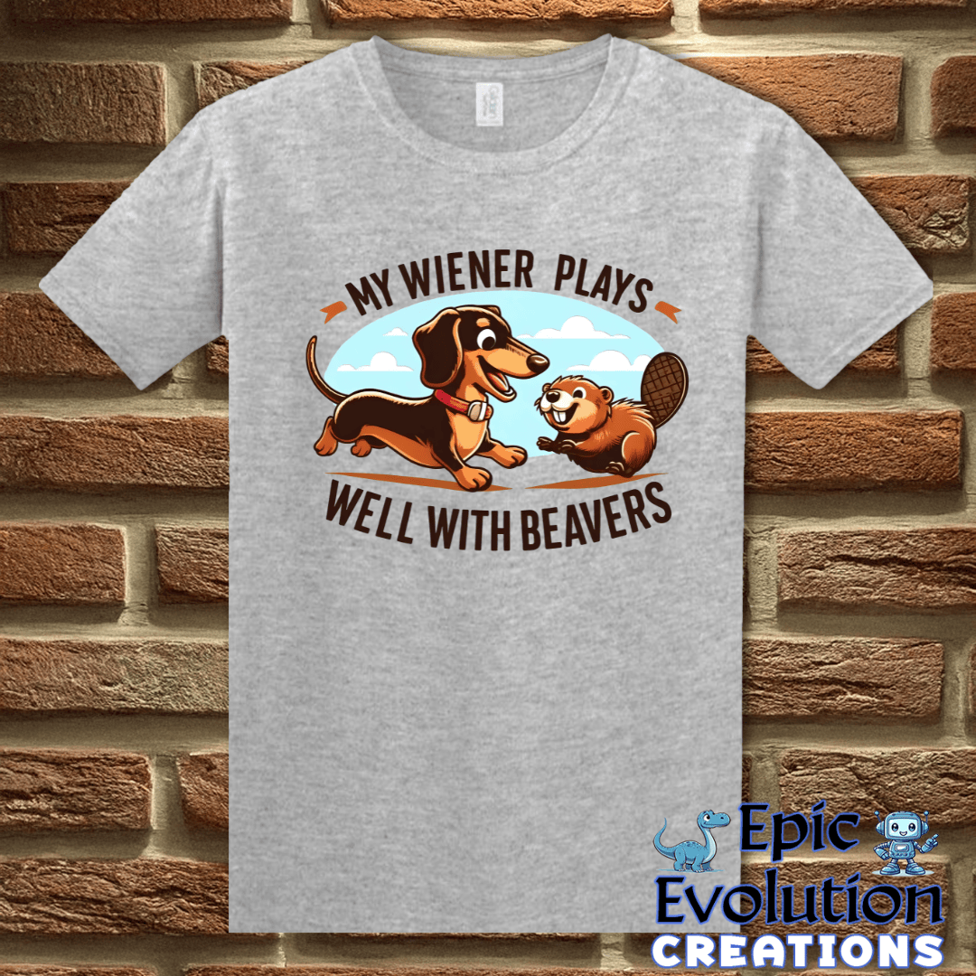 T-Shirt S / Sport Grey Funny Wiener Dog and Beaver Shirt Epic Evolution Creations