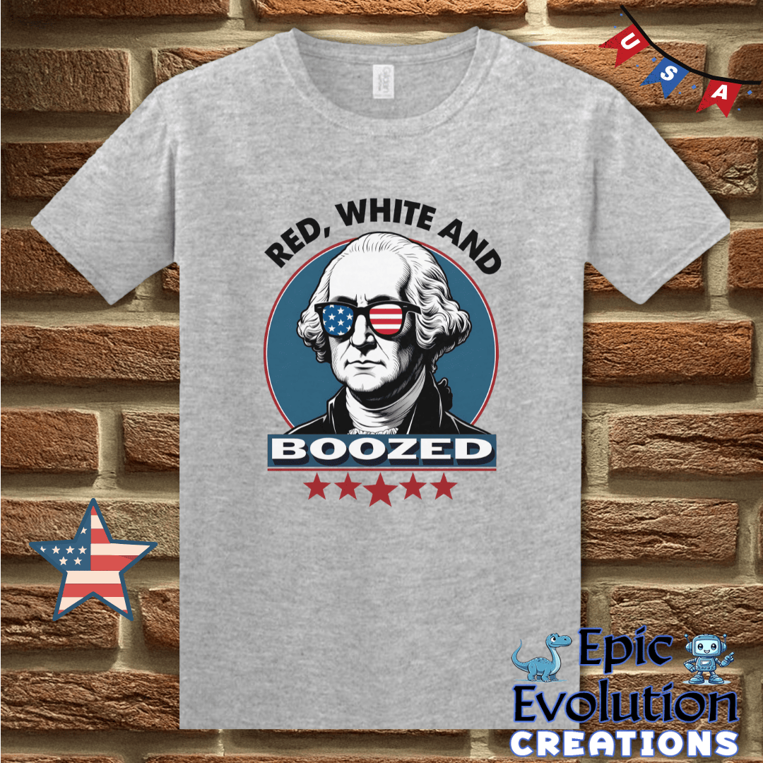 T-Shirt S / Sport Grey Red White and Boozed Funny 4th of July Shirt for Men and Women Epic Evolution Creations
