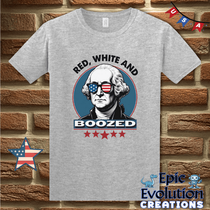 T-Shirt S / Sport Grey Red White and Boozed Funny 4th of July Shirt for Men and Women Epic Evolution Creations