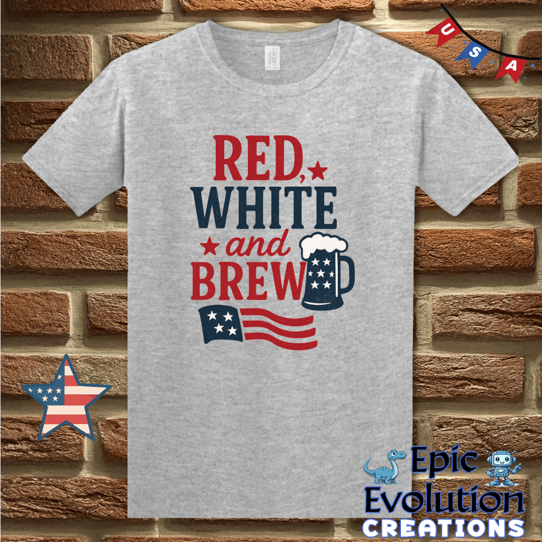 T-Shirt S / Sport Grey Red White and Brew Funny 4th of July Shirt for Men and Women Epic Evolution Creations