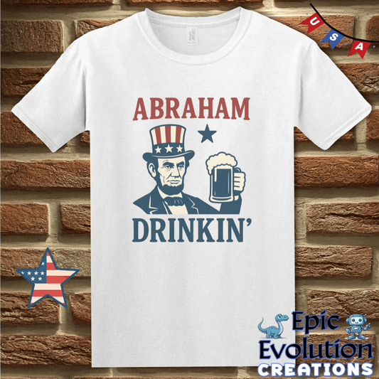T-Shirt S / White Funny 4th of July Shirt for Men or Women with Abraham Epic Evolution Creations
