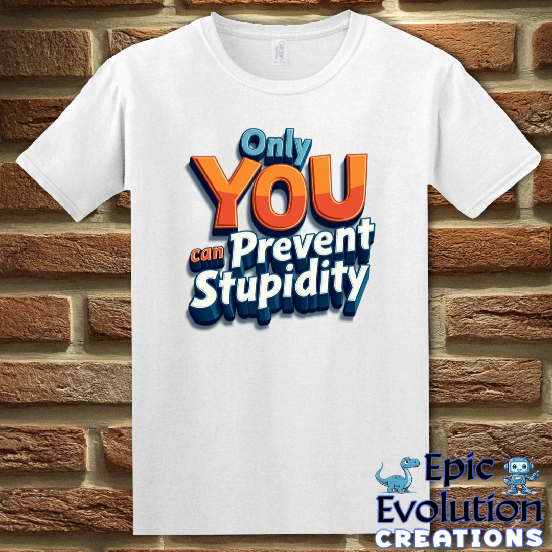 T-Shirt S / White Funny Prevent Stupidity T Shirt Epic Evolution Creations
