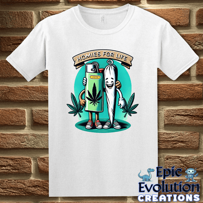 T-Shirt S / White Funny Weed Lighter and Joint Cannabis T-Shirt Epic Evolution Creations