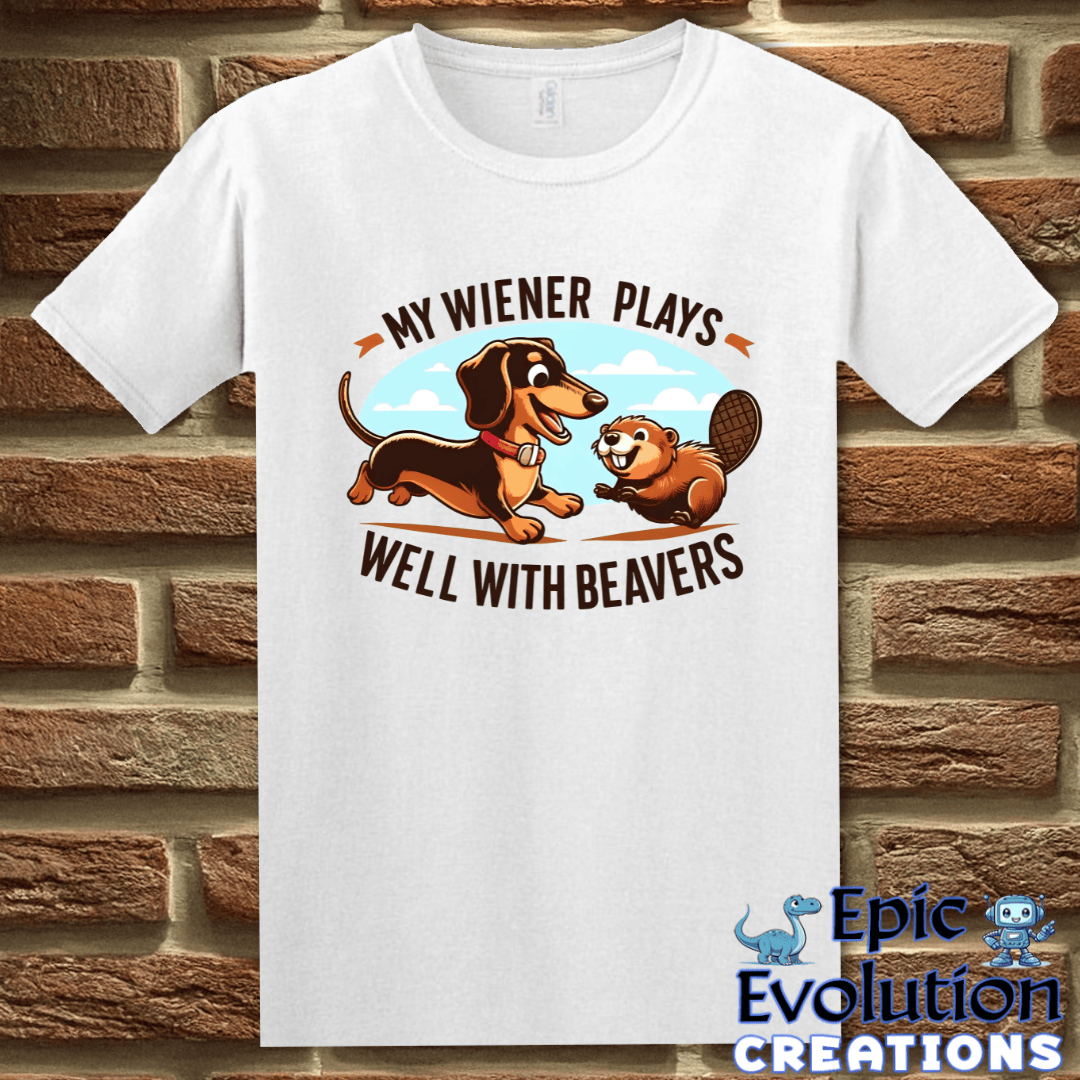 T-Shirt S / White Funny Wiener Dog and Beaver Shirt Epic Evolution Creations