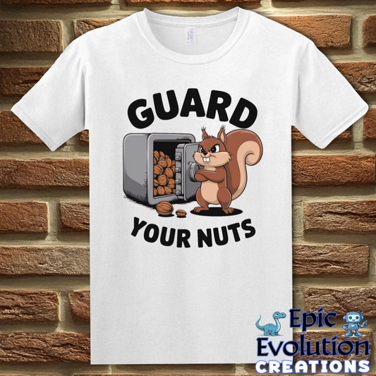 T-Shirt S / White Guard Your Nuts Funny Squirrel T Shirt Epic Evolution Creations