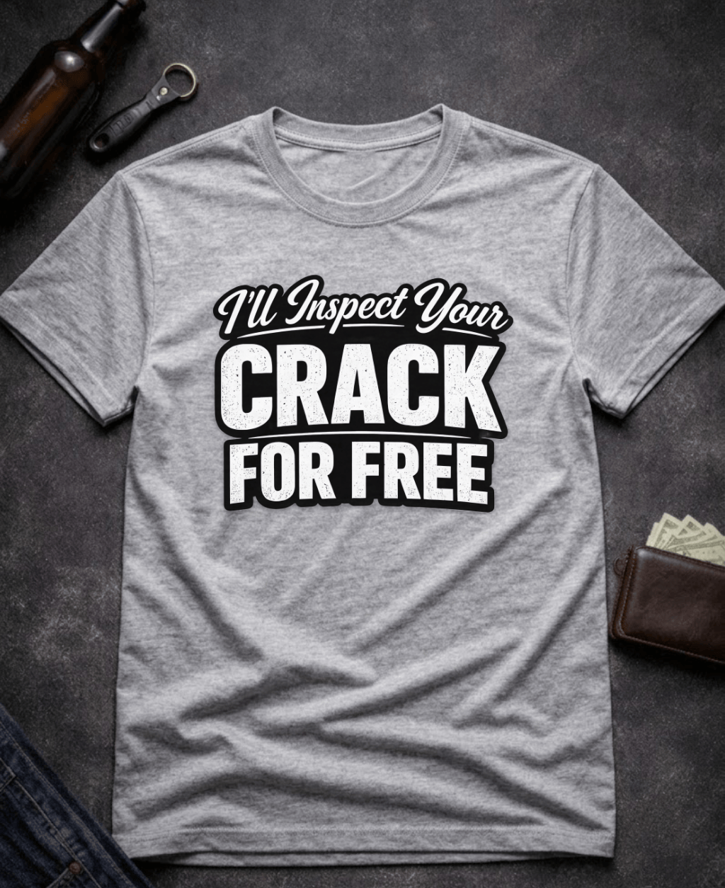 T-Shirt Sport Grey / S I’ll Inspect Your Crack For Free Funny Innuendo T-Shirt Epic Evolution Creations